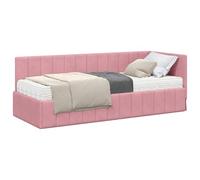 vidaXL Estructura de Cama en Esquina Rosa 80 x 200 cm Terciopelo, Marco de Cama Moderno, diseño Minimalista, Estructura Robusta, Base de colchón Rectangular, una opción Clave para el Dormitorio