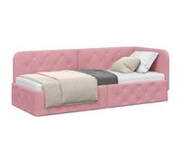 vidaXL Estructura de Cama en Esquina Rosa 80 x 200 cm Terciopelo, Mueble Moderno para Dormitorio, Cama compacta, diván de Terciopelo, sofá en L, diseño Multifuncional