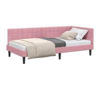 vidaXL Estructura de Cama en Esquina Rosa 90 cm x 190 cm Terciopelo, Cama Moderna Minimalista, Cama esquinerita de Terciopelo, Mueble ahorrador de Espacio, solución L