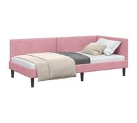 vidaXL Estructura de Cama en Esquina Rosa 90 cm x 200 cm Terciopelo, Diseño de Cama compacta, Muebles Modernos, Terciopelo, Marco Elegante, cabecero Reversible, Esquina