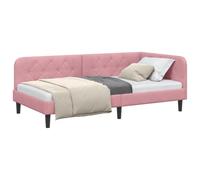 vidaXL Estructura de Cama en Esquina Rosa 90 x 200 cm Terciopelo, Estructura de Cama Reversible, sofá Compacto, Moderno, versátil, para Espacios pequeños, de Terciopelo