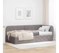 vidaXL Estructura de Cama en Esquina Taupé 100 x 200 cm Tela, Muebles de Dormitorio Modernos: Elegante Marco de Cama en Esquina, solución compacta para un sueño cómodo y diseño Estiloso