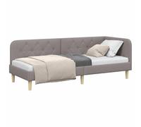 vidaXL Estructura de Cama en Esquina Taupé 80 x 200 cm Tela, Estructura de Cama Moderna, sofá Compacto, Cama de Esquina versátil, Tejido Resistente, Ideal para Invitados