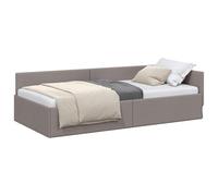 vidaXL Estructura de Cama en Esquina Taupé 90 cm x 190 cm Terciopelo, Sofá Moderno de Terciopelo, Cama L compacta, Muebles duraderos, Ideal para un Dormitorio versátil