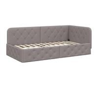 vidaXL Estructura de Cama en Esquina Taupé 90 x 190 cm Tela, Cama Moderna en Forma de L, día ahorrador de Espacio, diseño Minimalista Resistente, Mueble esquinal versátil