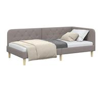 vidaXL Estructura de Cama en Esquina Taupé 90 x 190 cm Tela, Estructura de Cama Moderna, sofá Compacto, Cama de Esquina versátil, Tejido Resistente, Ideal para Invitados