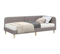 vidaXL Estructura de Cama en Esquina Taupé 90 x 200 cm Tela, Marco de Cama Esquina Moderno, Diseño Rectangular, Tela Resistente, Colchón de Espuma, Sofá Cama Multifuncional, Ahorra Espacio