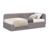 vidaXL Estructura de Cama en Esquina Taupé 90 x 200 cm Tela, Muebles de Dormitorio Modernos: Elegante Marco de Cama en Esquina, solución compacta para un sueño cómodo y diseño Estiloso