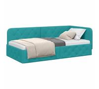 vidaXL Estructura de Cama en Esquina Tuquesa 100 x 200 cm Terciopelo, Mueble Moderno para Dormitorio, Cama compacta, diván de Terciopelo, sofá en L, diseño Multifuncional