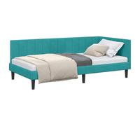 vidaXL Estructura de Cama en Esquina Tuquesa 90 cm x 190 cm Terciopelo, Estructura de Cama Moderna, compacta y de Terciopelo, día en Forma de L, Ideal para Ahorrar Espacio y Resistente