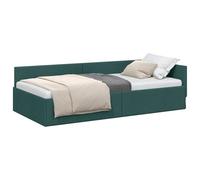 vidaXL Estructura de Cama en Esquina Verde Oscuro 100 cm x 200 cm Tela, Marco de Cama Elegante, Cama Interior versátil, sofá de Tela Moderno, Esquina Multiusos, diseño Que Ahorra Espacio, Duradero