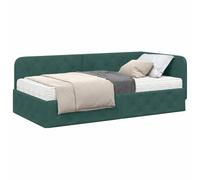 vidaXL Estructura de Cama en Esquina Verde Oscuro 100 x 200 cm, Esenciales Modernos para el Dormitorio, Cama Que Ahorra Espacio con cabecera Reversible, diseño Compacto y Cama-día de Tela Resistente