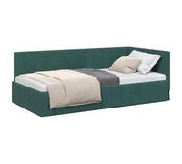 vidaXL Estructura de Cama en Esquina Verde Oscuro 90 cm x 190 cm, Cama esquinerita de Terciopelo Moderna, sofá versátil y ahorrador de Espacio, diseño Compacto para tu hogar