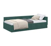 vidaXL Estructura de Cama en Esquina Verde Oscuro 90 cm x 200 cm, Decoración Moderna para tu Dormitorio, sofá Cama de Terciopelo, Muebles funcionales y Ahorro de Espacio