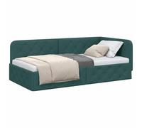 vidaXL Estructura de Cama en Esquina Verde Oscuro 90 x 190 cm Tela, Cama Moderna en Forma de L, día ahorrador de Espacio, diseño Minimalista Resistente, Mueble esquinal versátil