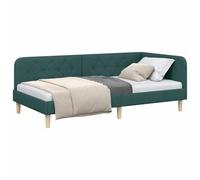 vidaXL Estructura de Cama en Esquina Verde Oscuro 90 x 190 cm Tela, Estructura de Cama Moderna, sofá Compacto, Cama de Esquina versátil, Tejido Resistente, Ideal para Invitados