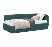 vidaXL Estructura de Cama en Esquina Verde Oscuro 90 x 200 cm Tela, Muebles de Dormitorio Modernos: Elegante Marco de Cama en Esquina, solución compacta para un sueño cómodo y diseño Estiloso