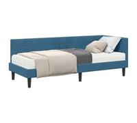 vidaXL Estructura de cama esquina con colchón 2 piezas azul terciopelo