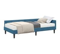 vidaXL Estructura de Cama Esquina con Colchón 2 pcs Azul Terciopelo, Renueva tu Dormitorio, Marco de Cama de Terciopelo, cabecero Ajustable, colchón de Espuma, diseño ahorrador de Espacio