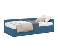 vidaXL Estructura de Cama Esquina con Colchón 2 pcs Azul Terciopelo, Marco de Cama en Esquina Elegante, diseño de Terciopelo contemporáneo, Duradero y ergonómico, Plataforma Que Ahorra Espacio para r