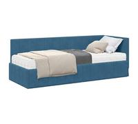 vidaXL Estructura de Cama Esquina con Colchón 2 pcs Azul Terciopelo, Marco de Cama Moderno, diseño Minimalista, Estructura Robusta, Base de colchón Rectangular, una opción Clave para el Dormitorio