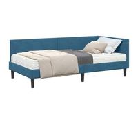 vidaXL Estructura de Cama Esquina con Colchón 2 pcs Azul Terciopelo, Marco de Cama Rectangular contemporáneo, Material Transpirable, diseño esquinero, Plataforma Que Ahorra Espacio, Muebles para Vida