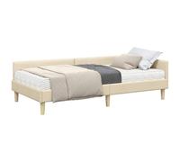 vidaXL Estructura de Cama Esquina con Colchón Otro 2 pcs Crema Tela, Cama Esquinera Elegante, Marco Rectangular con Colchón, Plataforma Duradera, Ergonómica, Material Transpirable, Hogar Versátil