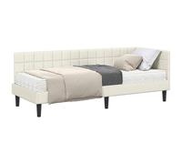 vidaXL Estructura de Cama Esquina con Colchón 2 pcs Crema Terciopelo,