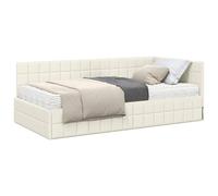 vidaXL Estructura de Cama Esquina con Colchón 2 pcs Crema Terciopelo,