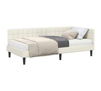 vidaXL Estructura de cama esquina con colchón 2 piezas terciopelo crema