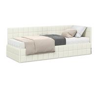 vidaXL Estructura de Cama Esquina con Colchón 2 pcs Crema Terciopelo,
