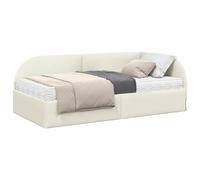 vidaXL Estructura de Cama Esquina con Colchón 2 pcs Crema Terciopelo, Decoración Elegante para el Dormitorio, Cama Rectangular Moderna, Mueble de Terciopelo, colchón cómodo