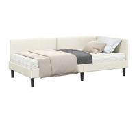 vidaXL Estructura de Cama Esquina con Colchón 2 pcs Crema Terciopelo, Marco de Cama Rectangular contemporáneo, Material Transpirable, diseño esquinero, Plataforma Que Ahorra Espacio, Muebles para Vid