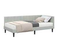 vidaXL Estructura de Cama Esquina con Colchón 2 pcs Gris Claro, Marco de Cama Elegante, diseño Moderno, construcción Duradera y Soporte, Base con Listones, en Esquina