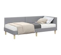 vidaXL Estructura de cama esquina con colchón 2 pcs – Gris claro, tela, cabecero ajustable