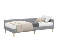 vidaXL Estructura de Cama Esquina con Colchón 2 pcs Gris Claro Tela, Cama Esquinera Elegante, Marco Rectangular con Colchón, Plataforma Duradera, Ergonómica, Material Transpirable, Hogar Versátil
