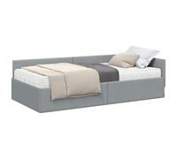 vidaXL Estructura de Cama Esquina con Colchón 2 pcs Gris Claro Tela, Marcos de Cama rectangulares Modernos y duraderos para el Dormitorio, Plataforma de Descanso asequible, cabecero montado en la par