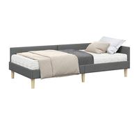 vidaXL Estructura de cama esquinera con colchón 2 piezas, gris tela, plataforma ergonómica