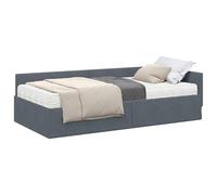 vidaXL Estructura de Cama Esquina con Colchón 2 pcs Gris Terciopelo, Marco de Cama en Esquina Elegante, diseño de Terciopelo contemporáneo, Duradero y ergonómico, Plataforma Que Ahorra Espacio para r
