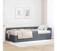 vidaXL Estructura de Cama Esquina con Colchón 2 pcs Gris Terciopelo, Marco de Cama en Esquina Elegante, diseño de Terciopelo contemporáneo, Duradero y ergonómico, Plataforma Que Ahorra Espacio para r