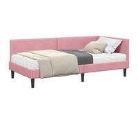 vidaXL Estructura de Cama Esquina con Colchón 2 pcs Gris Terciopelo, Marco de Cama Rectangular contemporáneo, Material Transpirable, diseño esquinero, Plataforma Que Ahorra Espacio, Muebles para Vida