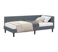vidaXL Estructura de Cama Esquina con Colchón 2 pcs Gris Terciopelo, Marco de Cama Rectangular contemporáneo, Material Transpirable, diseño esquinero, Plataforma Que Ahorra Espacio, Muebles para Vida