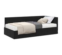 vidaXL Estructura de Cama Esquina con Colchón 2 pcs Negro Terciopelo,