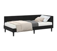 vidaXL Estructura de cama esquinera con colchón, terciopelo negro, 2 piezas, ahorro de espacio