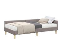 vidaXL Estructura de Cama Esquina con Colchón 2 pcs Taupé Tela, Cama Esquinera Elegante, Marco Rectangular con Colchón, Plataforma Duradera, Ergonómica, Material Transpirable, Hogar Versátil