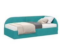 vidaXL Estructura de Cama Esquina con Colchón 2 pcs Tuquesa Terciopelo,