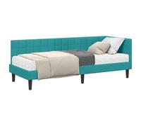 vidaXL Estructura de Cama Esquina con Colchón 2 pcs Tuquesa Terciopelo,