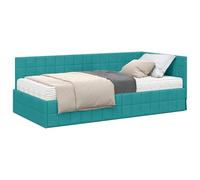 vidaXL Estructura de Cama Esquina con Colchón 2 pcs Tuquesa Terciopelo,