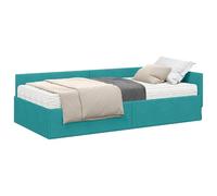 vidaXL Estructura de Cama Esquina con Colchón 2 pcs Tuquesa Terciopelo, Marco de Cama en Esquina Elegante, diseño de Terciopelo contemporáneo, Duradero y ergonómico, Plataforma Que Ahorra Espacio par