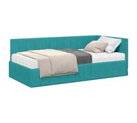vidaXL Estructura de Cama Esquina con Colchón 2 pcs Tuquesa Terciopelo, Marco de Cama Moderno, diseño Minimalista, Estructura Robusta, Base de colchón Rectangular, una opción Clave para el Dormitorio